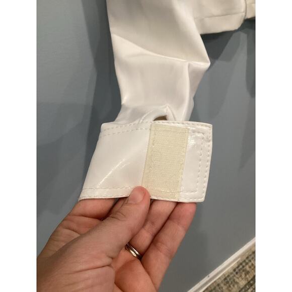 Vtg Express Womens Cropped Jacket Size Small S White Green Y2K Britney Rave Punk - Picture 13 of 14